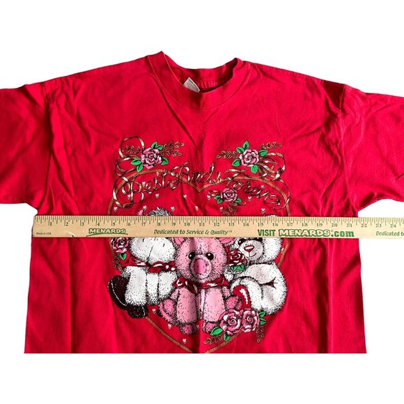 Pink VTG 1990s COW/PIG/BEAR BEST BUDS FOREVER CUTE T-Shirt USA One Size Milaca - Picture 6 of 9